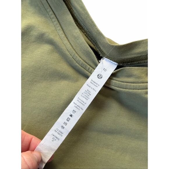 Lululemon Cotton Wrap-Front T-Shirt Dress Green Women's Size 10 Athlrisure Short - Picture 4 of 9